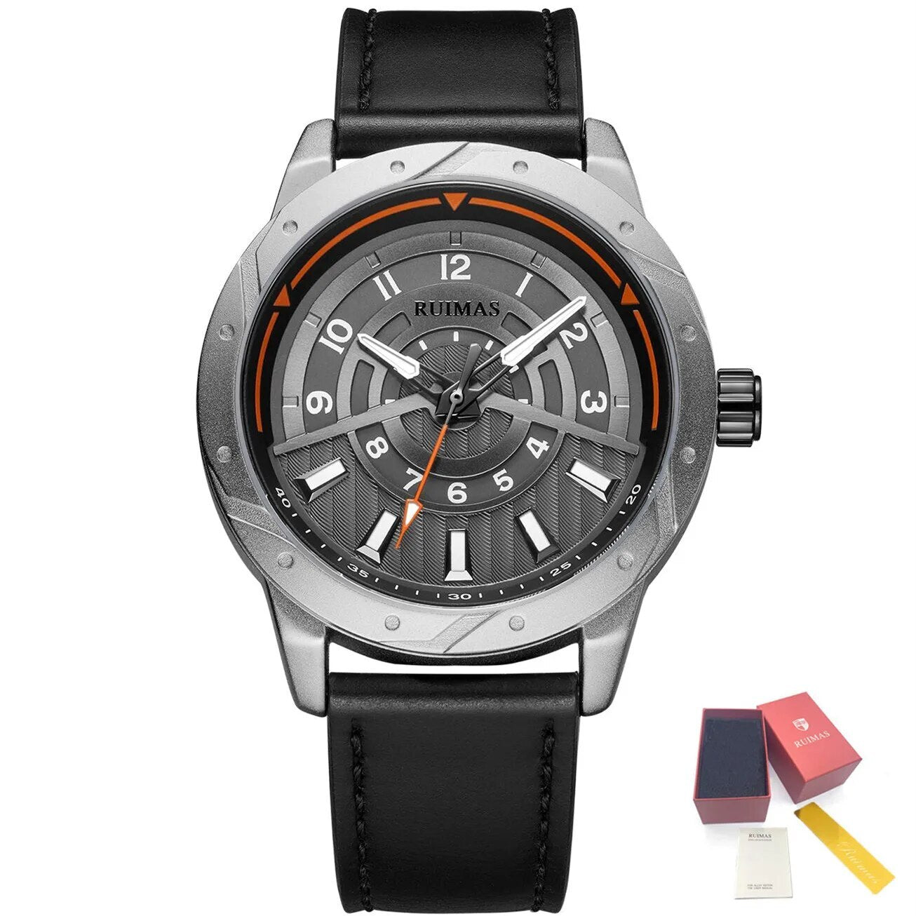 RUIMAS Men Wristwatch Luxury Leather Sports Military Wrist Watches Waterproof Large Dial Casual Quartz Clock Relogio Masculino 594