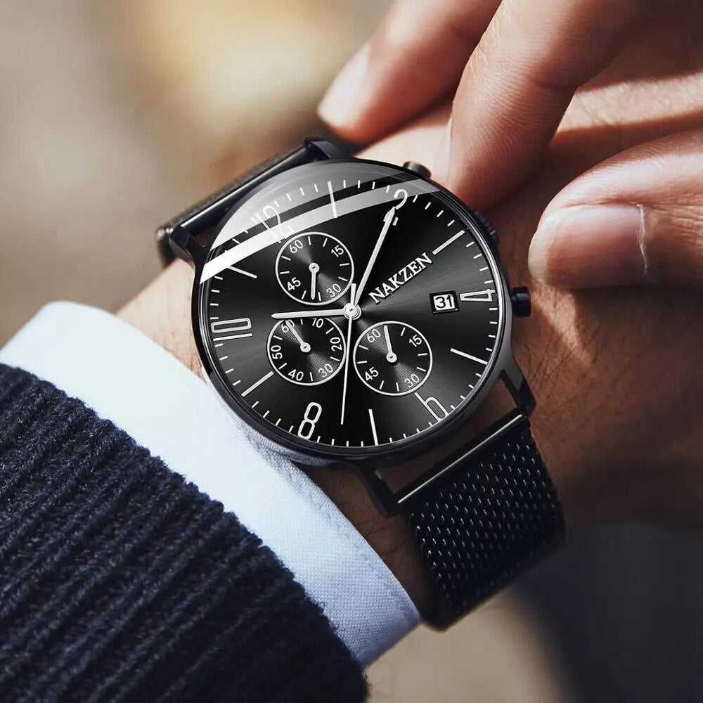 Luxury Quartz Watches Men Brand NAKZEN Men's Business Sport Watch Waterproof Chronograph Wristwatches Relogio Masculino 5056