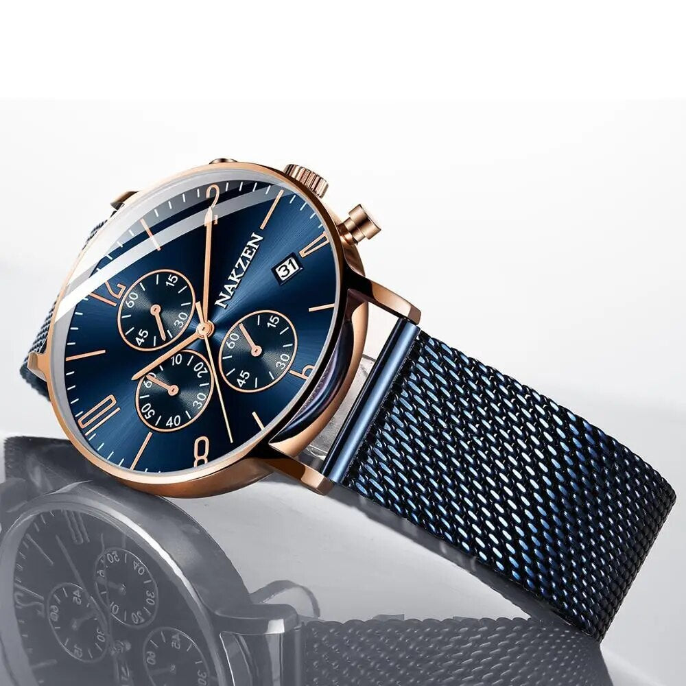 Luxury Quartz Watches Men Brand NAKZEN Men's Business Sport Watch Waterproof Chronograph Wristwatches Relogio Masculino 5056
