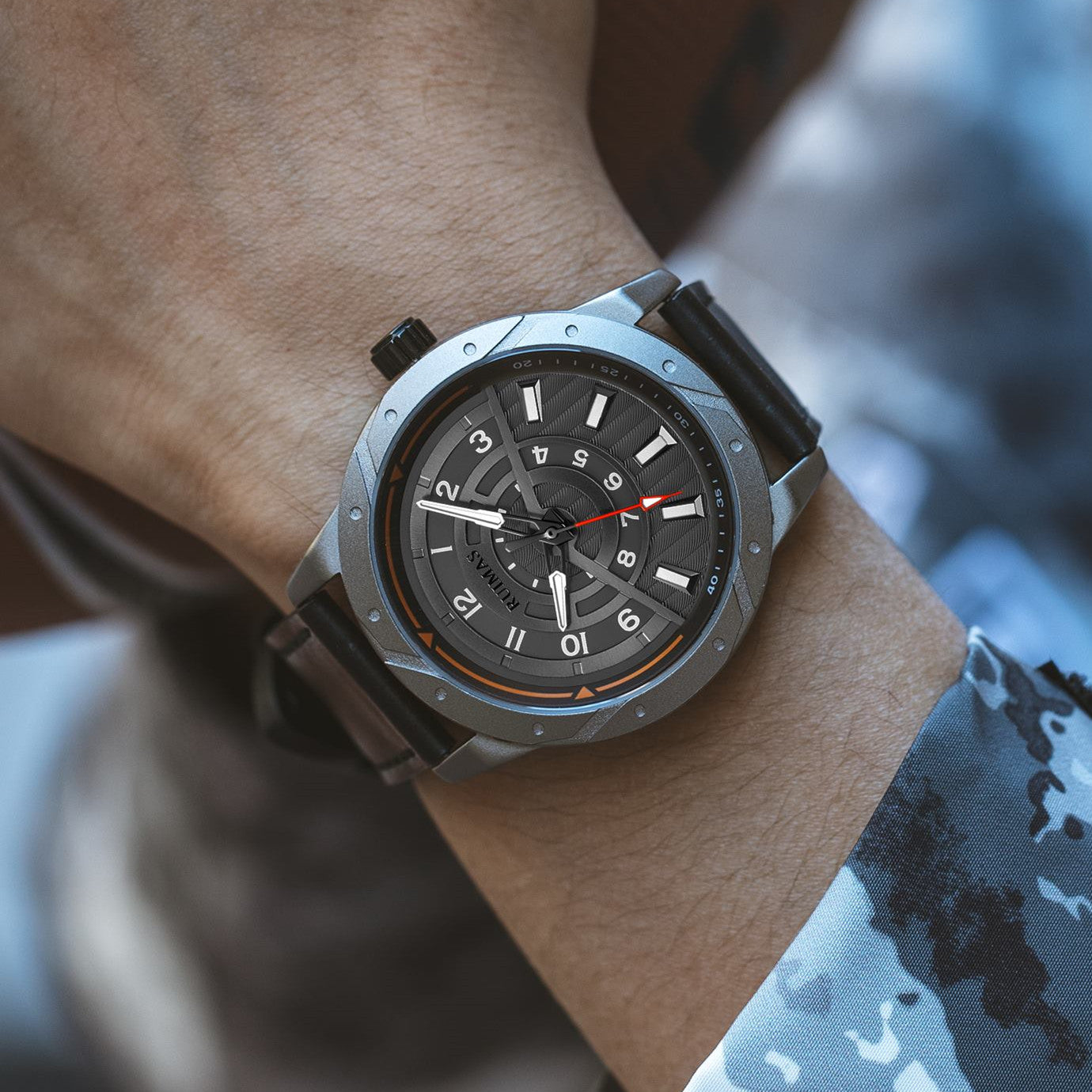 RUIMAS Men Wristwatch Luxury Leather Sports Military Wrist Watches Waterproof Large Dial Casual Quartz Clock Relogio Masculino 594