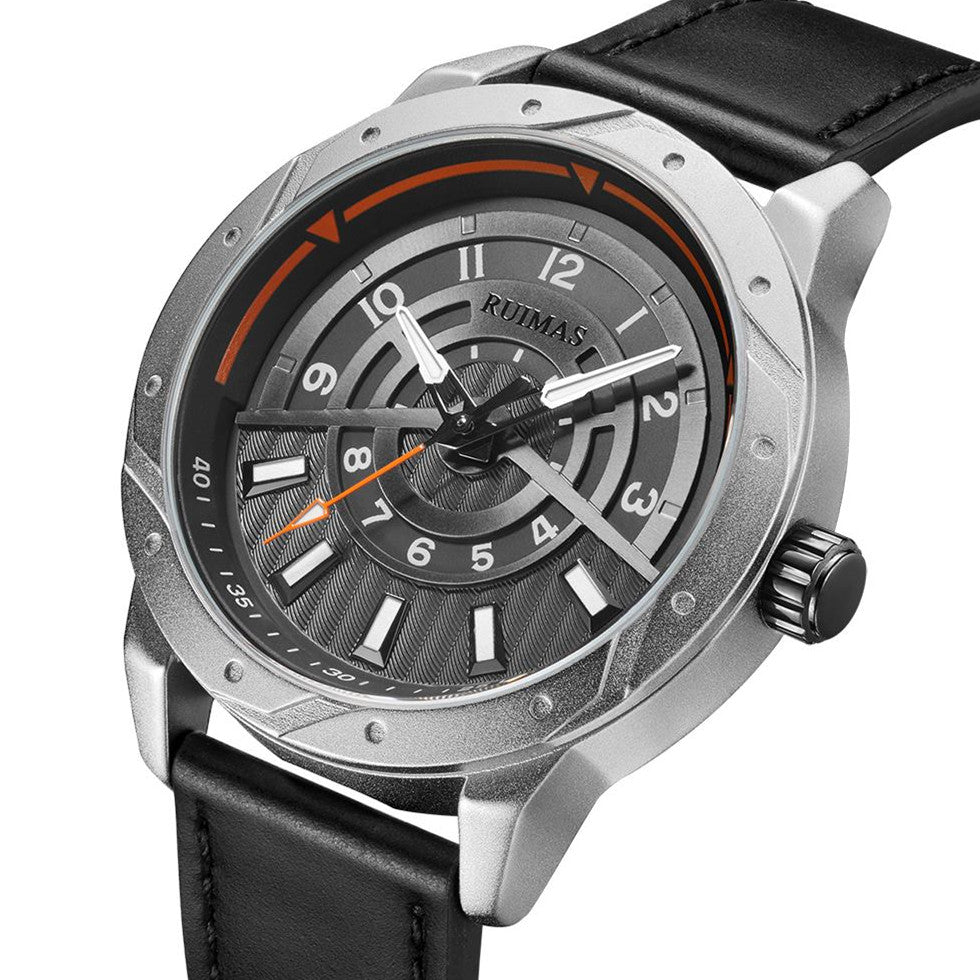 RUIMAS Men Wristwatch Luxury Leather Sports Military Wrist Watches Waterproof Large Dial Casual Quartz Clock Relogio Masculino 594