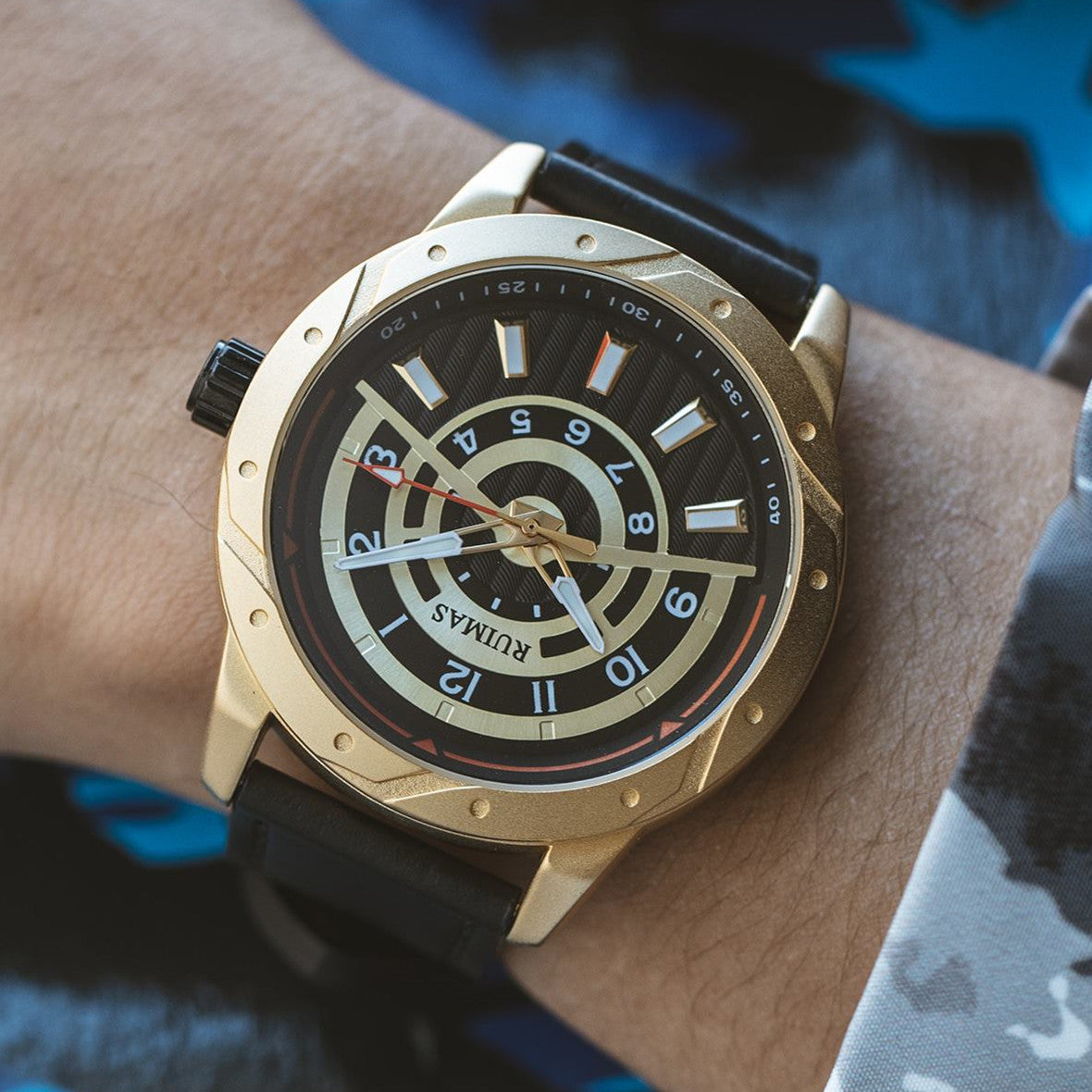 RUIMAS Men Wristwatch Luxury Leather Sports Military Wrist Watches Waterproof Large Dial Casual Quartz Clock Relogio Masculino 594