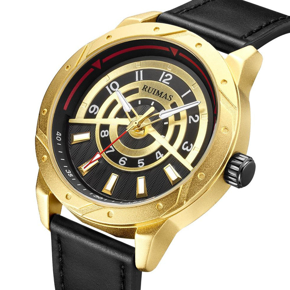 RUIMAS Men Wristwatch Luxury Leather Sports Military Wrist Watches Waterproof Large Dial Casual Quartz Clock Relogio Masculino 594