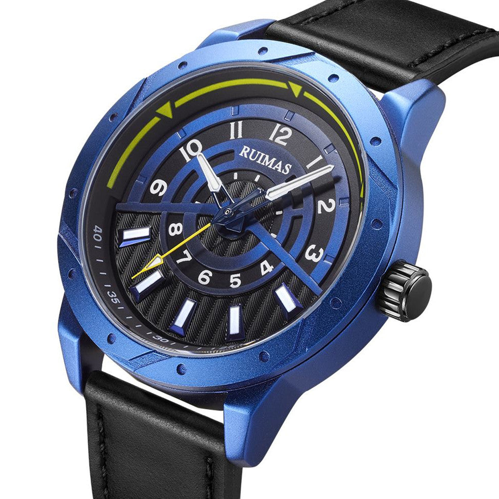 RUIMAS Men Wristwatch Luxury Leather Sports Military Wrist Watches Waterproof Large Dial Casual Quartz Clock Relogio Masculino 594