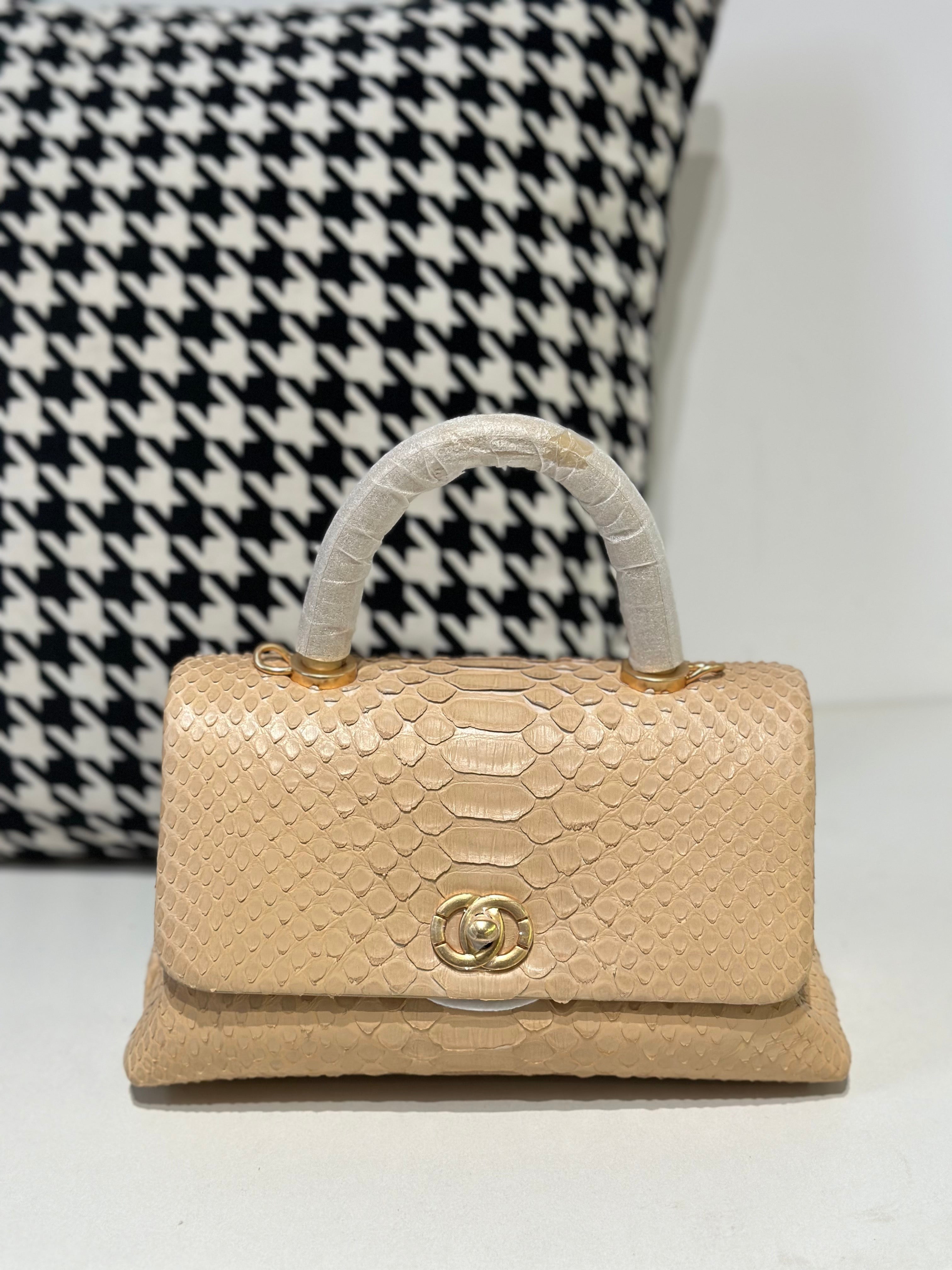 Genuine Python Skin Leather Top Handle Cross Body Bags