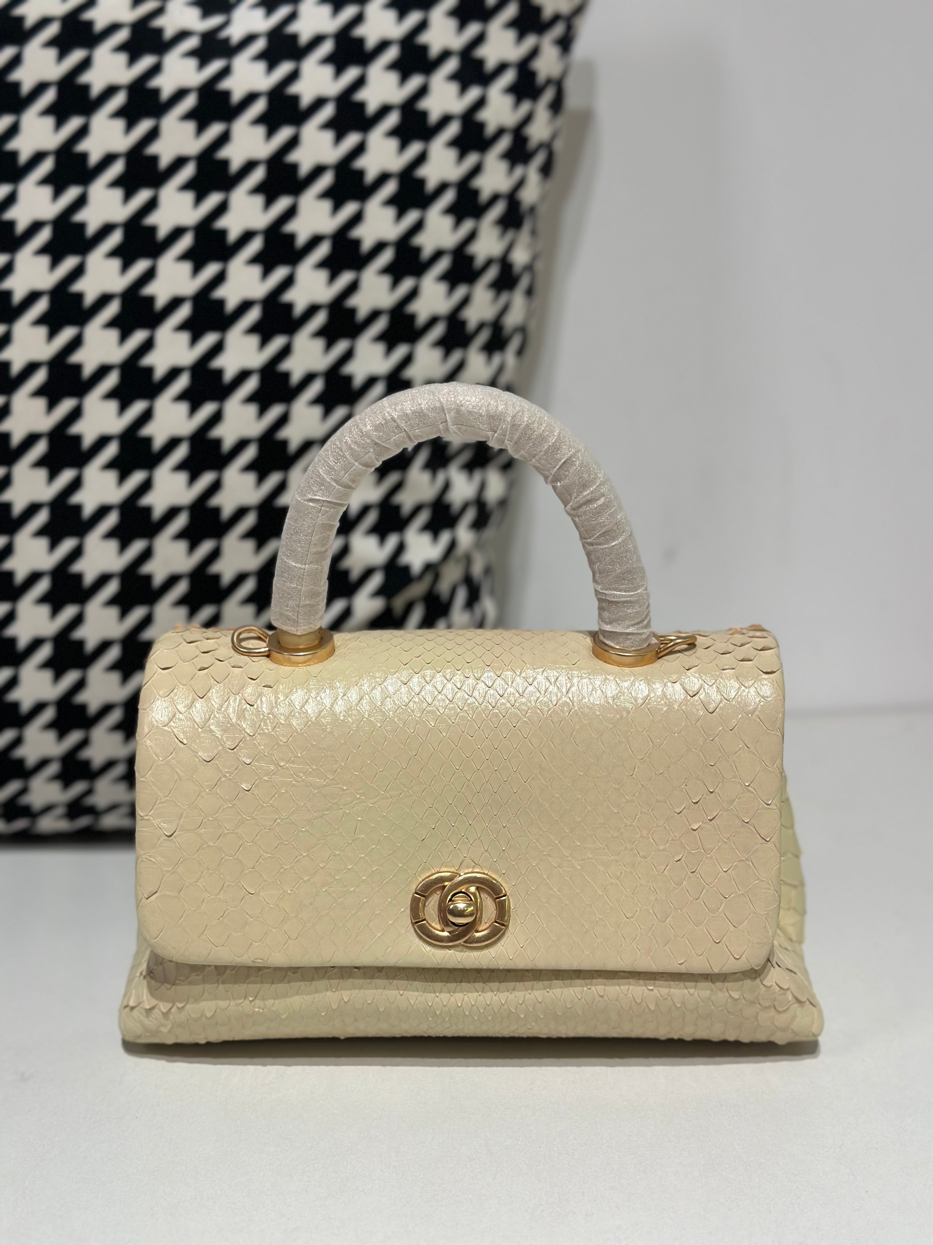 Genuine Python Skin Leather Top Handle Cross Body Bags